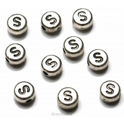 NEW! 1 Letter S Quality Silver Plated Round Alphabet Bead 7mm ~ Ideal For Occasion Name Bracelets, Card Making & Other Craft Activities